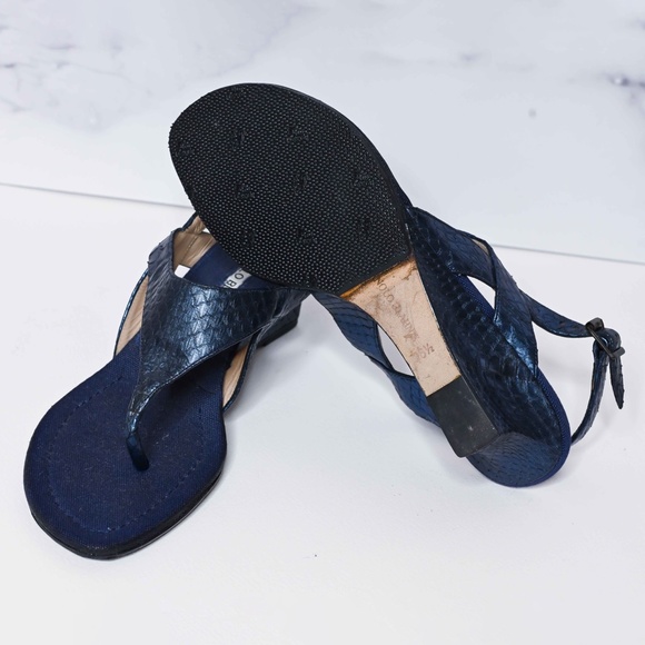 Manolo Blahnik leather and jeans platforms - Picture 5 of 6